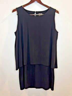 Chico's Black Layer Shift Sleeveless Dress Sz XL/3 Career Minimalist Stretchy